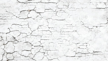 White cracked wall background. Cracked wall texture.  Damaged wall texture. Cracks in a wall.