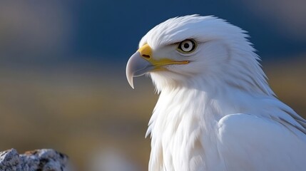 Obraz premium Close-up of a pristine white bird of prey, focused on its profile