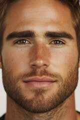 Obraz premium Business man on clean background, close up portrait of a smiling man in a suit