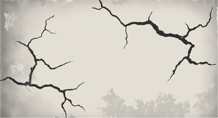 Cracked background. Old wall background with cracks. Vector illustration. Abstract illustration of cracked wall.