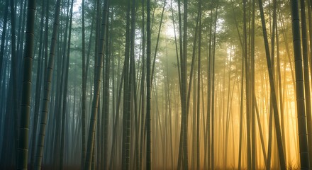 Fototapeta premium Bamboo Forest with Sunlight