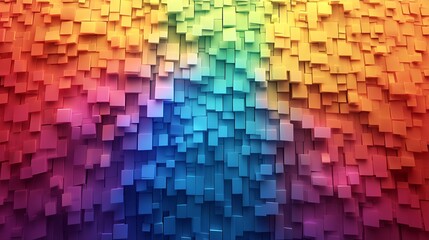 Rainbow arc of pixel blocks sweeping over paper texture