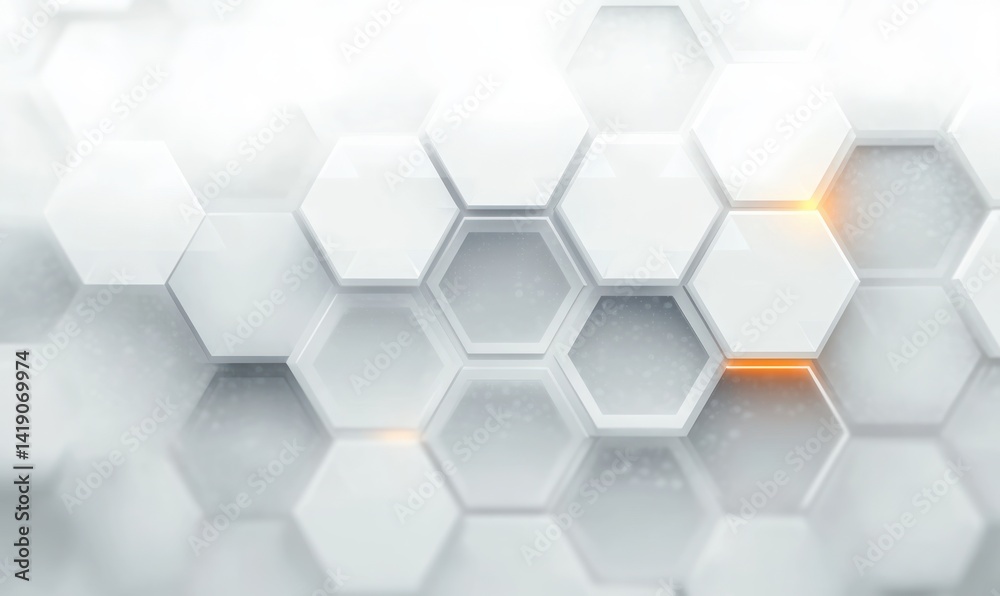 Poster minimalist white and grey geometric background with hexagonal patterns and soft gradients futuristic