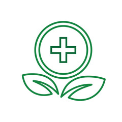 mental health icon. sustainability symbol. Health in plant. psychology, calmness, green energy. Line design style. vector design template
