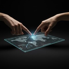  Hand Zooming On Holographic Map Interface Connections 