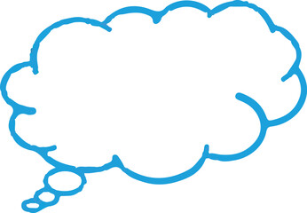A simple blue thought bubble outline, perfect for highlighting ideas or creative thinking.
