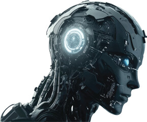 Fototapeta premium A futuristic humanoid robot, Future Intelligent Technology Robot isolated on a white background, 