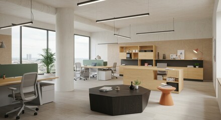 Modern Minimalist Office Interior Design with City View