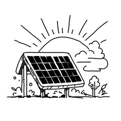 solar panel and wind sunset vector