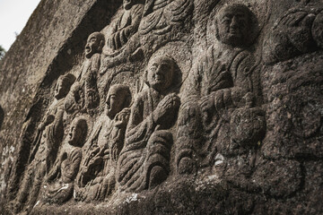 Impressive stone carvings in the natural cave at Seokbulsa Temple traditional temple in the...