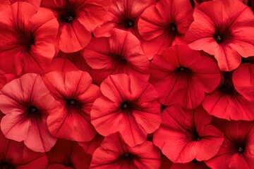 Obraz premium Vibrant red petunia flowers on smooth backdrop for essential garden and floral design inspiration and projects
