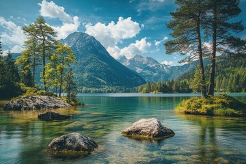 Stunning summer serenity at hintersee lake with majestic austrian alps, ideal for travel lovers and nature fans seeking captivating landscape photography