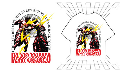 typography slogan greek statue and skull  graphic vector illustration in grunge style, t shirt design, vector graphic, t shirts streetwear and urban style