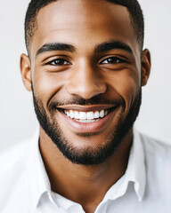 Fototapeta premium Business man on clean background, close up portrait of a smiling man in a suit