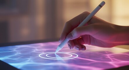  Hand Drawing Shape On Holographic Canvas Interface 