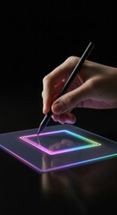  Hand Drawing Shape On Holographic Canvas Interface 