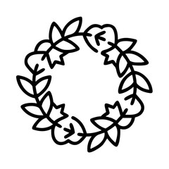 Vector laurel wreath illustration, decorative foliage circle for wedding invitation and design element