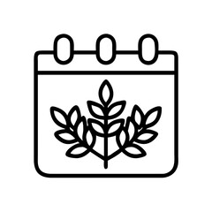 Calendar with wheat harvest vector icon for agriculture events and important autumn season dates