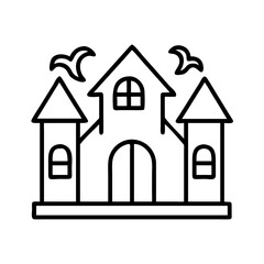 Halloween haunted house vector illustration spooky mansion line art for halloween designs and crafts