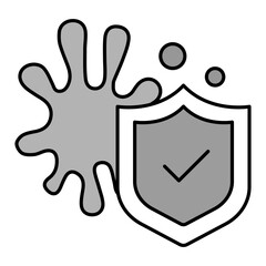 Stain Resistant Protection Icon. Shield and Splash Symbol for Durable Surfaces