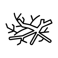 Illustration of a dried coral branch or tree root system for biology and nature designs and concepts