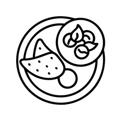 Obraz premium Delicious nachos plate with salsa and guacamole vector illustration food icon drawing design