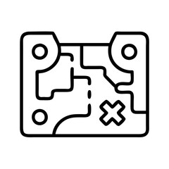 Treasure map icon vector illustration, pirate map, adventure map, find the treasure location map