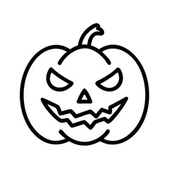 Halloween pumpkin carving outline vector illustration spooky jack o lantern design concept icon art
