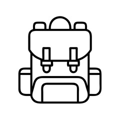 Outline drawing of a travel backpack for hiking and camping gear equipment vector illustration