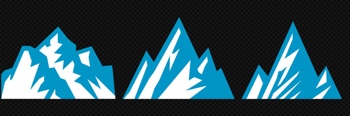 Vector set mountains icons outline vector. Mountain pick icon set collection vector design. Minimalist mountain silhouette vector set for graphic design projects. Mountain silhouette design 