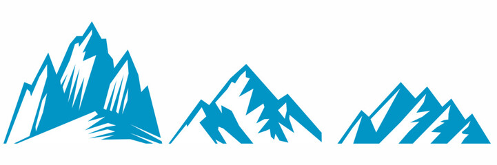 Vector set mountains icons outline vector. Mountain pick icon set collection vector design. Minimalist mountain silhouette vector set for graphic design projects. Mountain silhouette design 