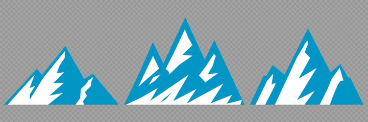 Vector set mountains icons outline vector. Mountain pick icon set collection vector design. Minimalist mountain silhouette vector set for graphic design projects. Mountain silhouette design 