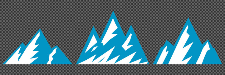 Vector set mountains icons outline vector. Mountain pick icon set collection vector design. Minimalist mountain silhouette vector set for graphic design projects. Mountain silhouette design 