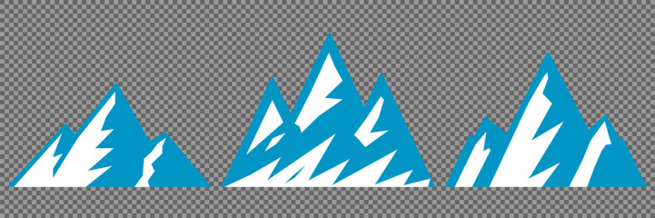 Obraz premium Vector set mountains icons outline vector. Mountain pick icon set collection vector design. Minimalist mountain silhouette vector set for graphic design projects. Mountain silhouette design 