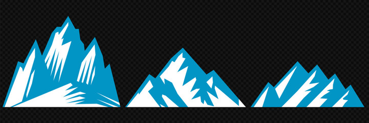 Vector set mountains icons outline vector. Mountain pick icon set collection vector design. Minimalist mountain silhouette vector set for graphic design projects. Mountain silhouette design 