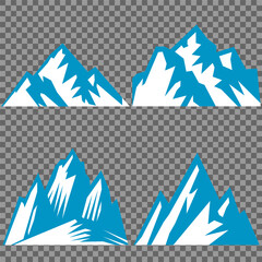 Fototapeta premium Vector set mountains icons outline vector. Mountain pick icon set collection vector design. Minimalist mountain silhouette vector set for graphic design projects. Mountain silhouette design 
