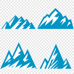 Vector set mountains icons outline vector. Mountain pick icon set collection vector design. Minimalist mountain silhouette vector set for graphic design projects. Mountain silhouette design 