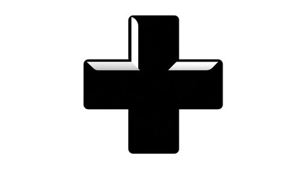 Obraz premium Black Cross Symbol: A striking black cross, symbolizing concepts of health, faith, or emergency.
