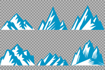 Vector set mountains icons outline vector. Mountain pick icon set collection vector design. Minimalist mountain silhouette vector set for graphic design projects. Mountain silhouette design 