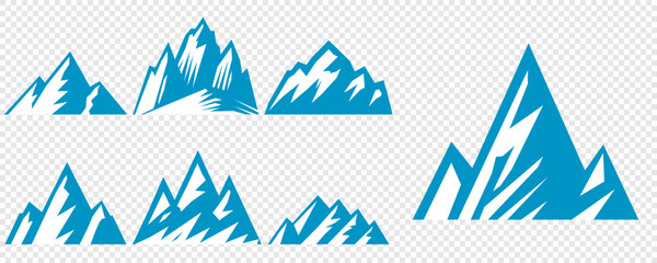Vector set mountains icons outline vector. Mountain pick icon set collection vector design. Minimalist mountain silhouette vector set for graphic design projects. Mountain silhouette design 