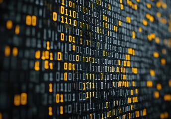 Fototapeta premium Digital Binary Code Representation on a Dark Background