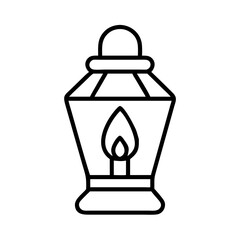 Vector outline illustration of a lantern with flame for ramadan kareem celebration and decoration