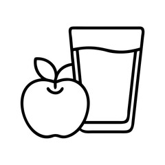 Apple juice glass vector illustration healthy drink fruit beverage fresh outline drawing design icon