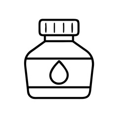 Ink bottle vector icon illustration, calligraphy ink bottle, drawing ink bottle, outline style art