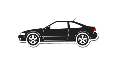 Fototapeta premium Black silhouette sticker illustration of a modern sports coupe car side profile design 
