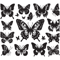 Butterfly Silhouette Vector Collection &ndash; Elegant Black Insect Icons for Nature, Spring, and Decorative Designs