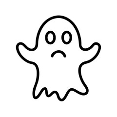 Sad ghost vector illustration for halloween spooky season ghost outline drawing isolated image