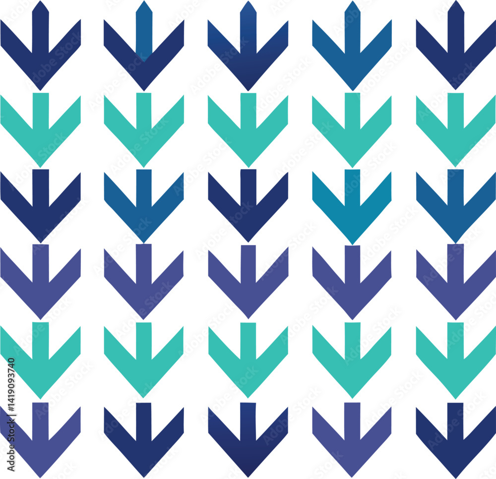 Aufkleber abstract geometric design features a seamless pattern with blue triangles, creating a modern vector 