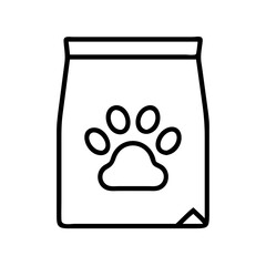 Dog food bag vector illustration outline icon for pet supplies and animal care product design needs