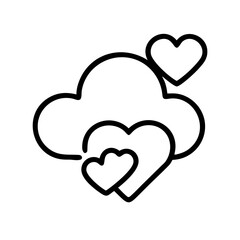 Cloud with hearts vector design for love weather forecast and romantic cloud computing concepts design